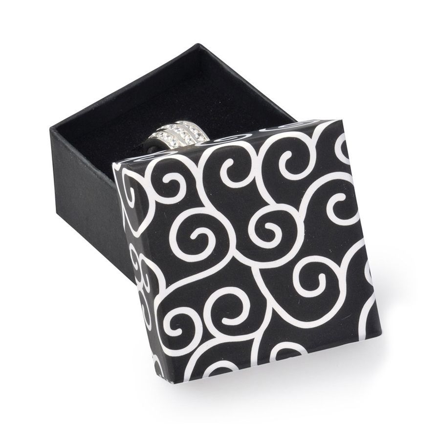 S4U Dárková krabička na prsten černá s ornamenty - KR0195-K