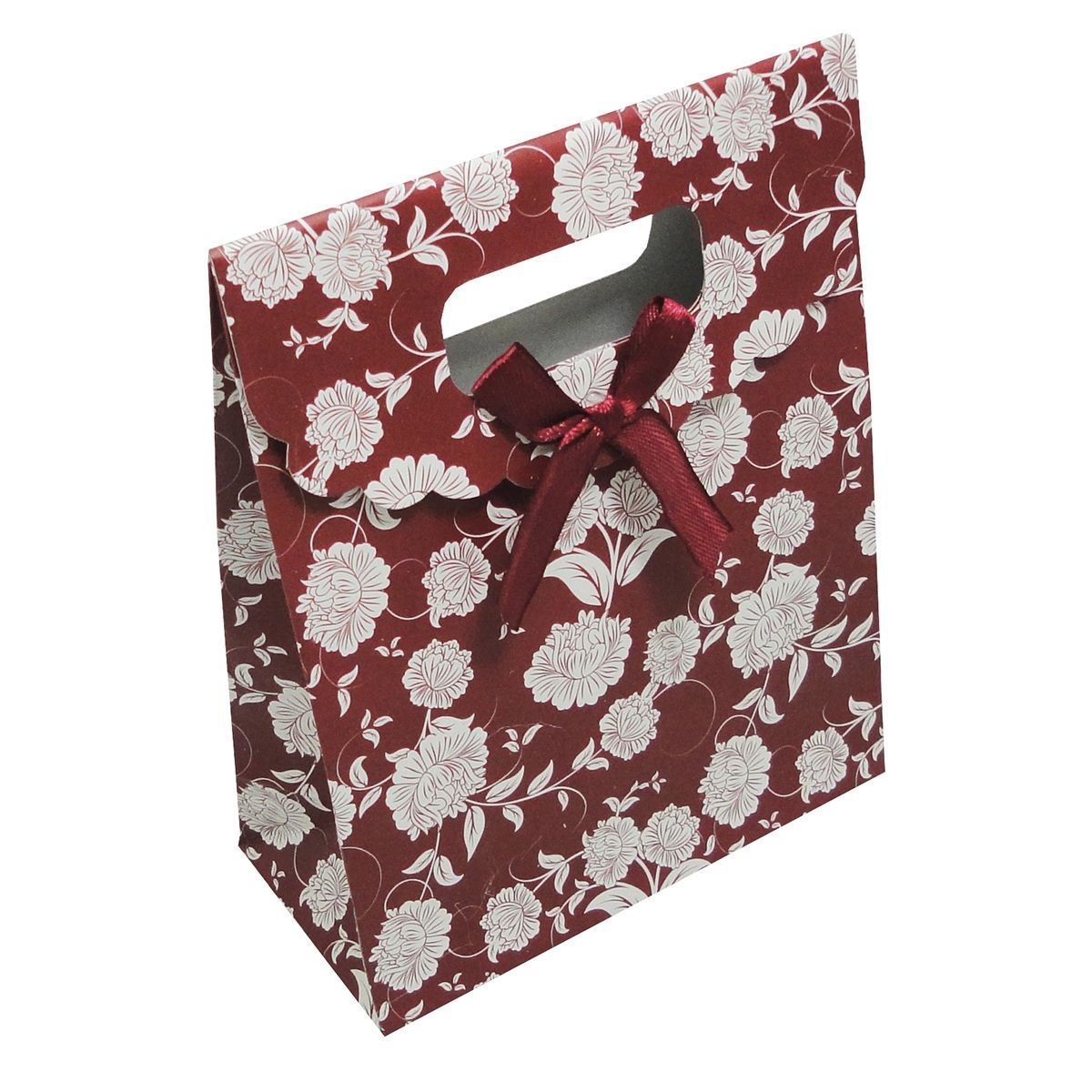 S4U Dárková taška bordó s květinovým dekorem - KR1014-BD