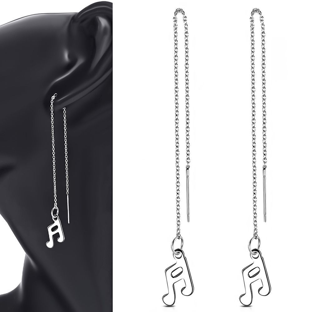 S4U Provlékací ocelové náušnice s notami - OPN1528-ST