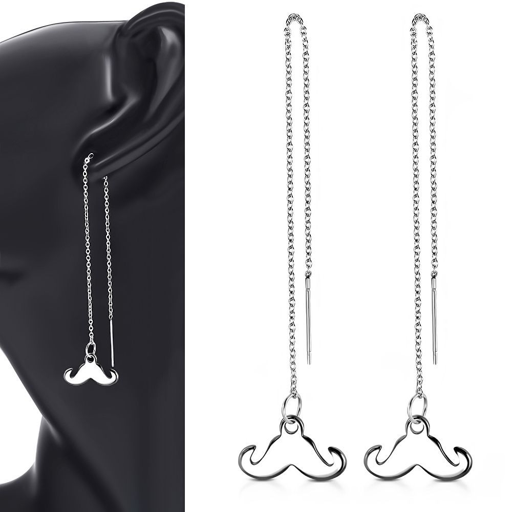 S4U Provlékací ocelové náušnice mustache - OPN1354-ST