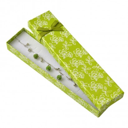 Dárková krabička na náramek s kytičkami, zelená