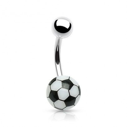 Piercing do pupíku - fotbalový míč, barva bílá