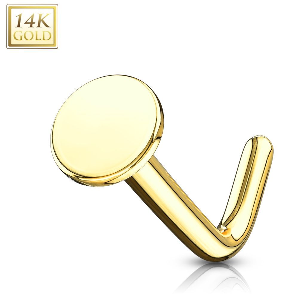 Levně Zlatý piercing do nosu s placičkou, Au 585/1000 - ZL01028-YG
