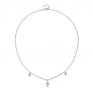 Stříbrný náhrdelník s krystaly a křížkem