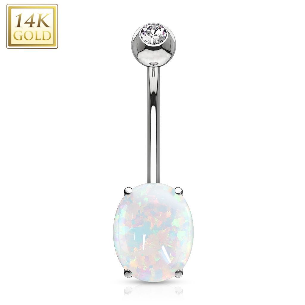 S4U Zlatý piercing do pupíku s opálem, Au 585/1000 - ZL01073-WG