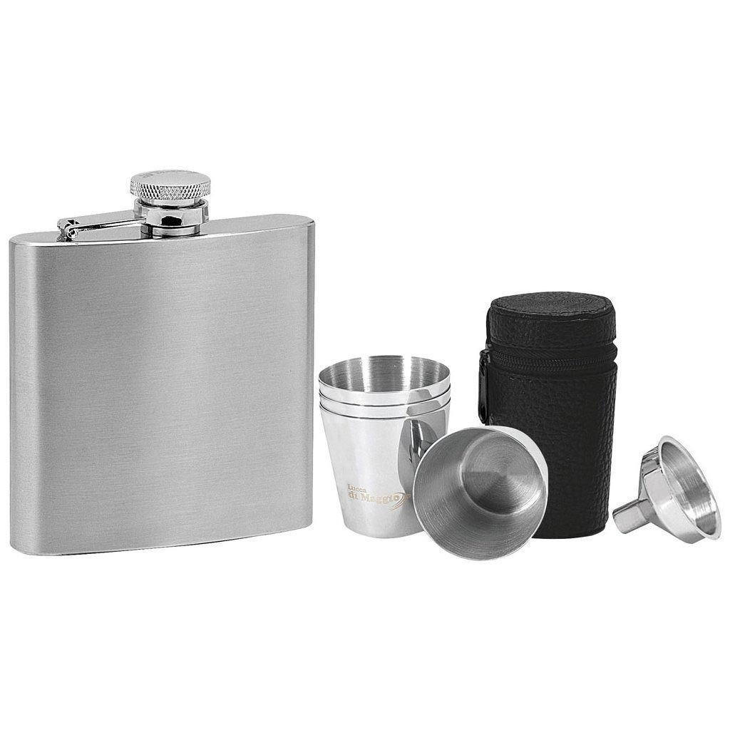 Lucca di Maggio Ocelová kapesní lahev - placatka 180ml + 4 kalíšky 30ml a trychtýřek - 97076