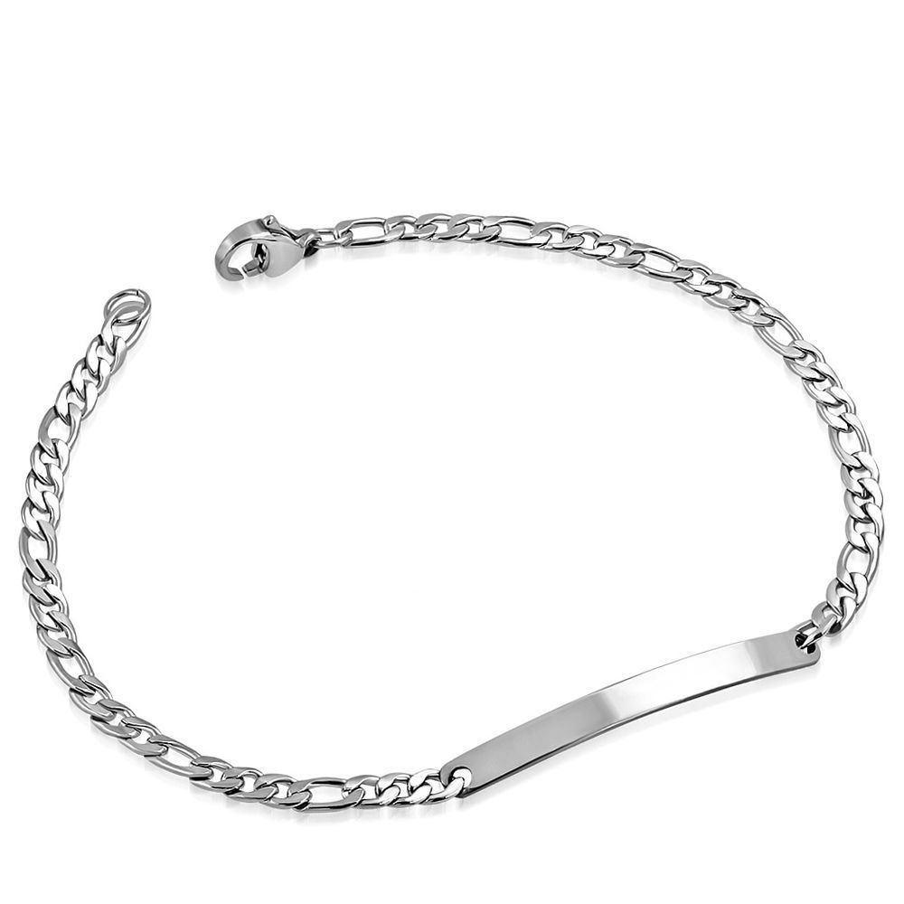 S4U Dámský ocelový náramek figaro s destičkou, délka 19 cm - OPA1501-D