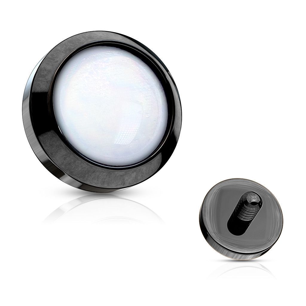 Černý microdermal - ozdobná část - průměr 4 mm, barva bílá - MD01027-K