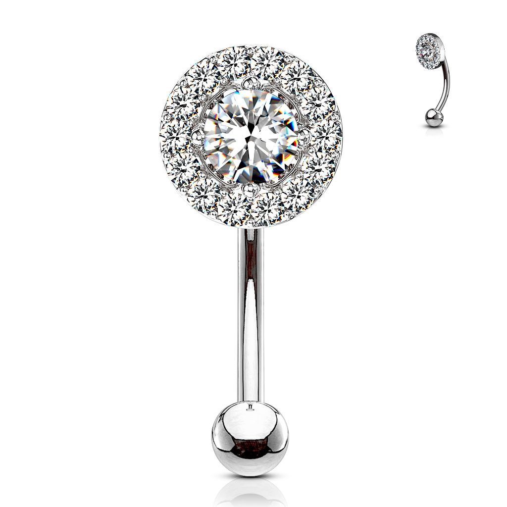 Levně Piercing do obočí kolečko, čiré zirkony