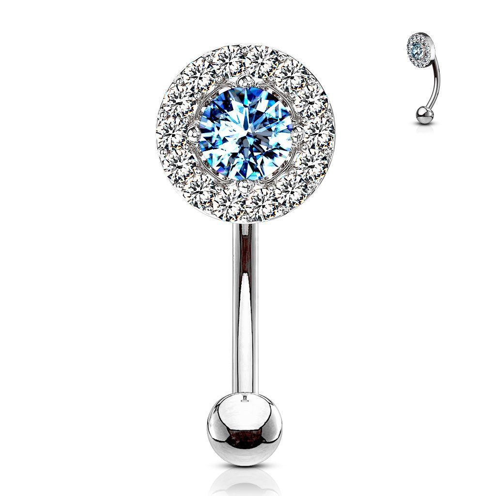 Levně Piercing do obočí kolečko, tyrkysový zirkon
