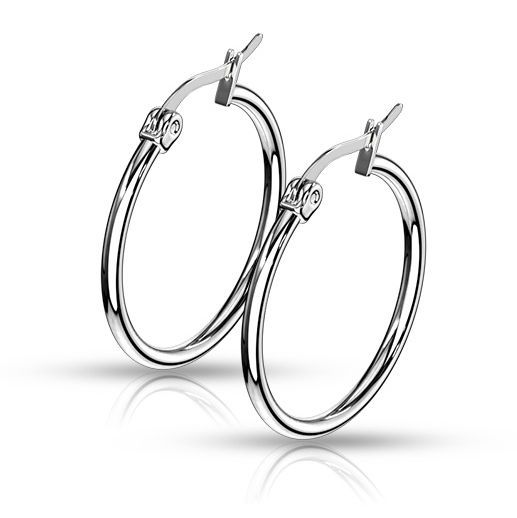 Ocelové náušnice - kruhy 25 mm - OPN1197-25