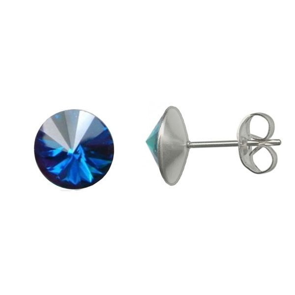 NUBIS Ocelové náušnice 8mm, BLUE ZIRCON - NZ003-BZ