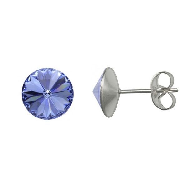 NUBIS Ocelové náušnice 8mm, LIGHT SAPPHIRE - NZ003-LS