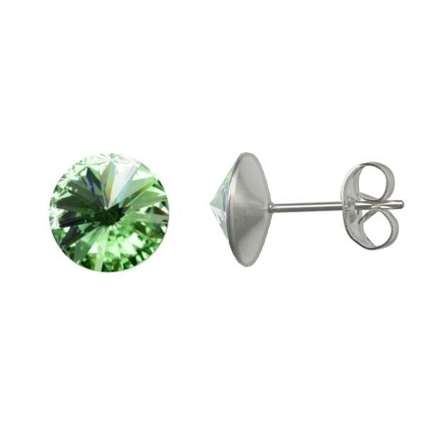 NUBIS Ocelové náušnice 8mm, PERIDOT - NZ003-PD