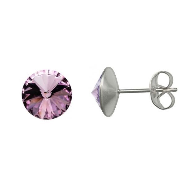 NUBIS Ocelové náušnice Crystals from Swarovski 6mm, LIGHT AMETHYST - NU003-LA