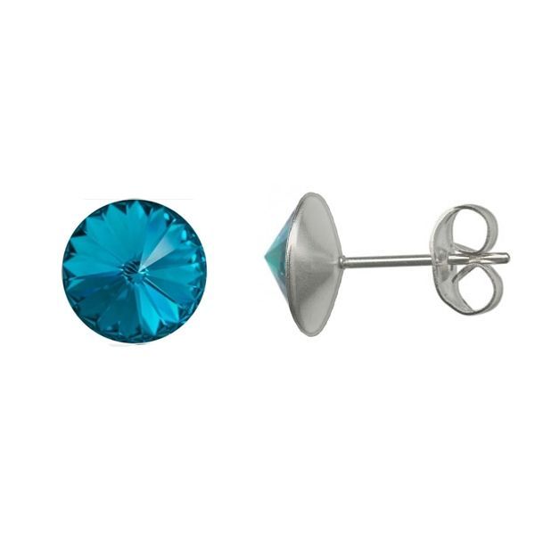 NUBIS Ocelové náušnice Crystals from Swarovski 6mm, BLUE ZIRCON - NU003-BZ
