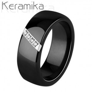 Keramický prsten černý, šíře 8 mm, vel. 52