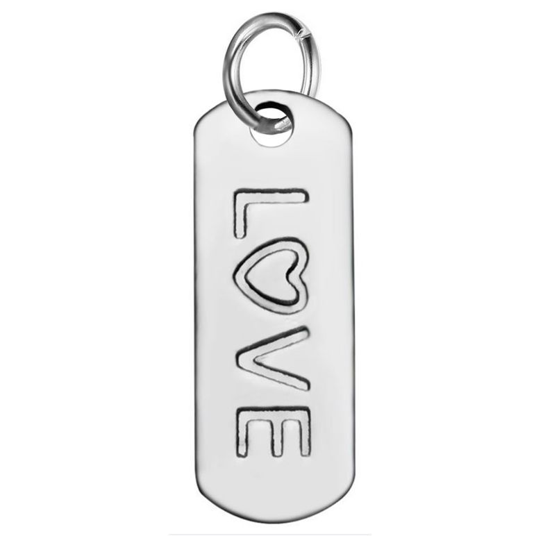 S4U Malý ocelový přívěsek s kroužkem - destička LOVE - OPP1666