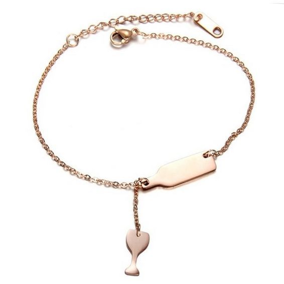 S4U Zlacený ocelový náramek lahev vína - OPA1540-RD