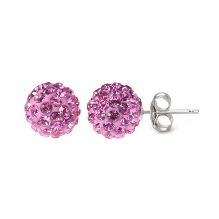 NUBIS Stříbrné náušnice 6mm kuličky Crystals from Swarovski Pink - SWAG06-P