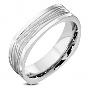 Hranatý ocelový prsten, šíře 3 mm, vel. 55