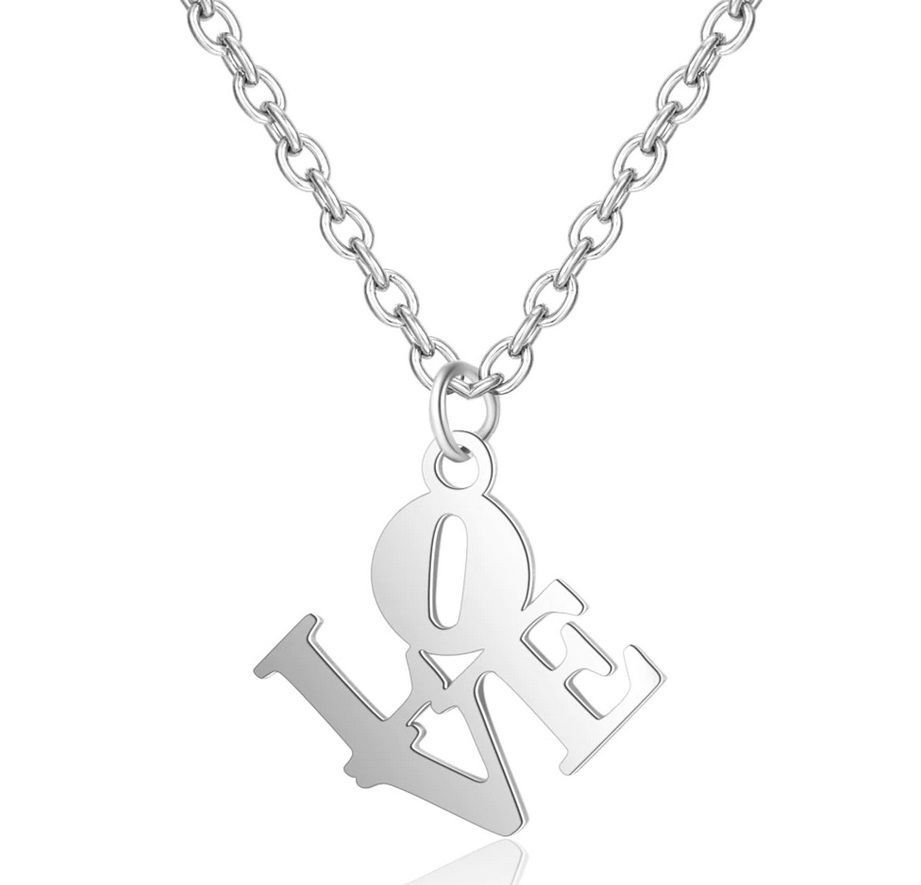 Levně Ocelový náhrdelník LOVE