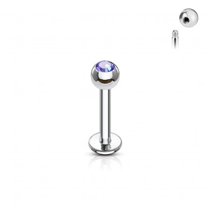 Piercing do brady - labreta (tmavě modrá, 3 mm, 1,2 x 6 mm)