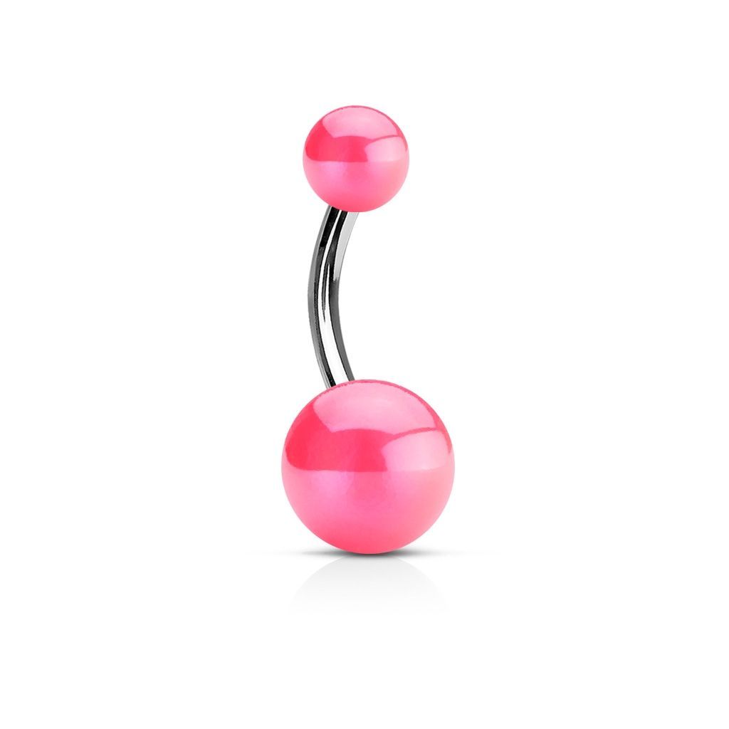 Levně Piercing do pupíku - banánek metalické barvy (růžová)