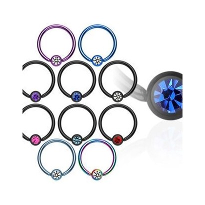 Piercing kruh s kamínem 1,2 x 10 mm