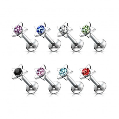 Piercing do brady - labreta hvězda (fialová)