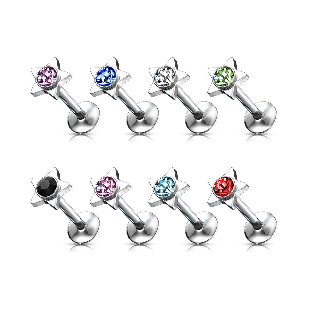 Levně Piercing do brady - labreta hvězda (fialová) - LB01026-A