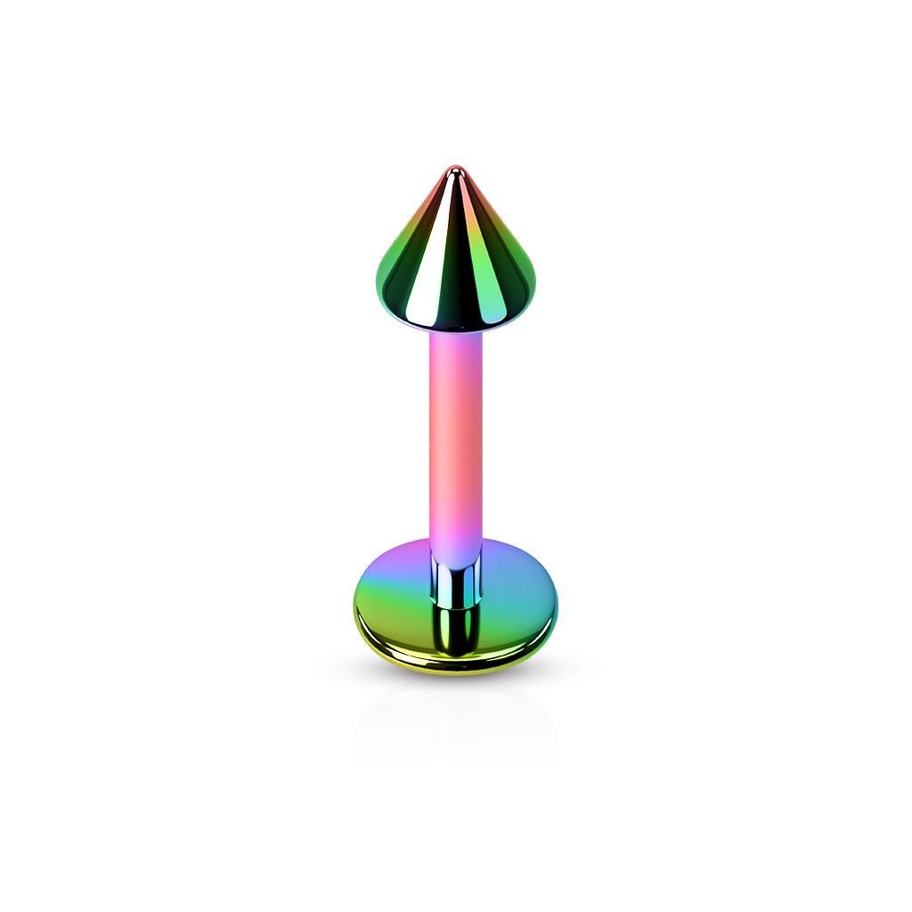 Levně Piercing do brady - kónus (duhová, 4 x 4 mm, 1,6 x 10 mm) - LB1055W-1610
