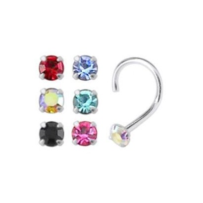 Stříbrný piercing do nosu, 2 mm zirkon