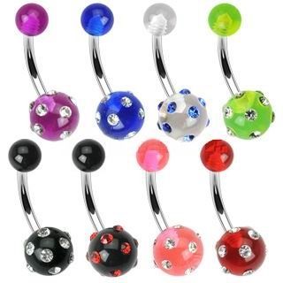 Levně Piercing do pupíku - banánek zdobený zirkony (čirá/čirá) - BA01041-CC