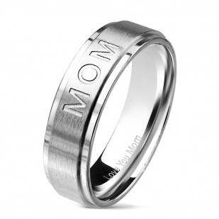 Matný ocelový prsten ”MOM”