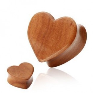 Dřevěný cherry Wood plug - srdce