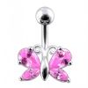 Stříbrný piercing do pupíku - motýlek (tyrkysová)
