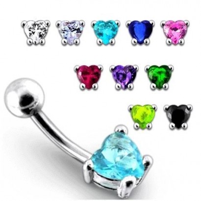 Stříbrný piercing do pupíku - srdíčko 6 mm