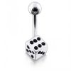 Stříbrný piercing do pupíku - kostka