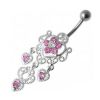 Stříbrný visací piercing do pupíku (růžová)