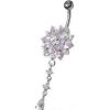 Stříbrný piercing do pupíku - kytička (čirá)