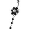 Stříbrný piercing do pupíku - kytička (čirá)