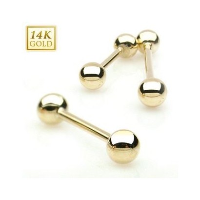 Zlatý piercing do jazyka, tyčka 1,6 mm - Au 585/1000