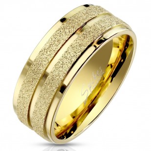 Pískovaný zlacený ocelový prsten