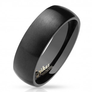 Černý matný ocelový prsten, šíře 6 mm