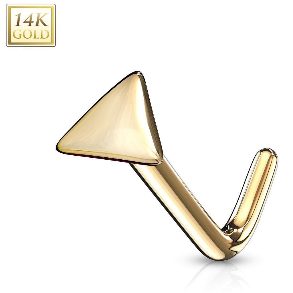Levně S4U Zlatý piercing do nosu - triangl, Au 585/1000 - ZL01191-YG