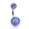 Piercing do pupíku zdobený krystaly Swarovski® (červená, 1,6 x 10 mm)