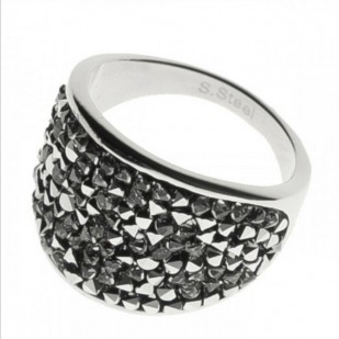 Ocelový prsten s krystaly Crystals from Swarovski®, LIGHT CHROME