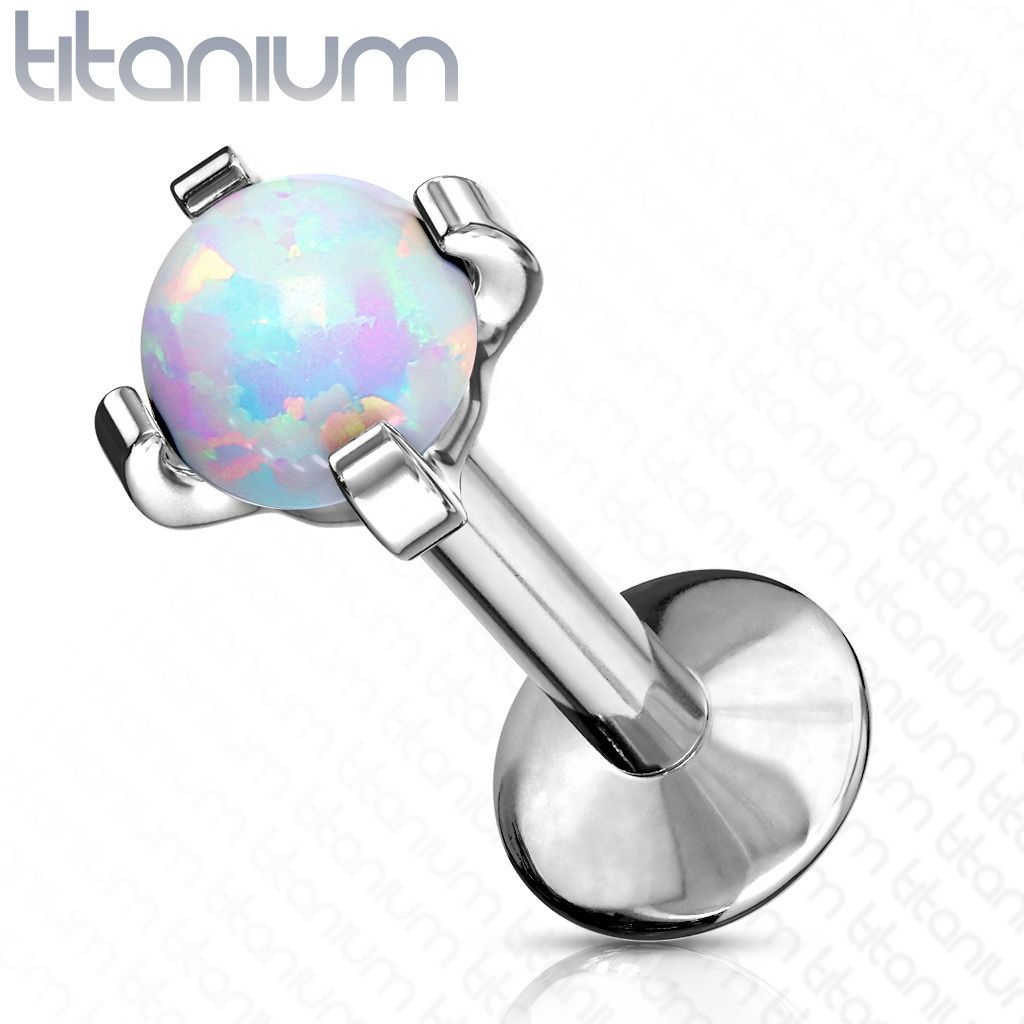 Levně Piercing do brady - labreta titan, 1,2 x 8 mm, opál 3 mm - TIT1040-12083