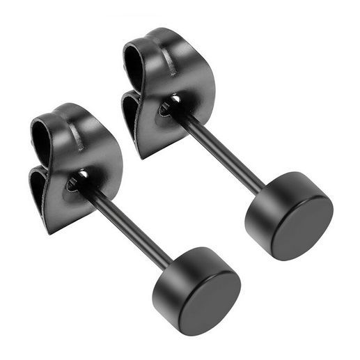 S4U Černé ocelové náušnice placičky 3 mm - OPN1357-03